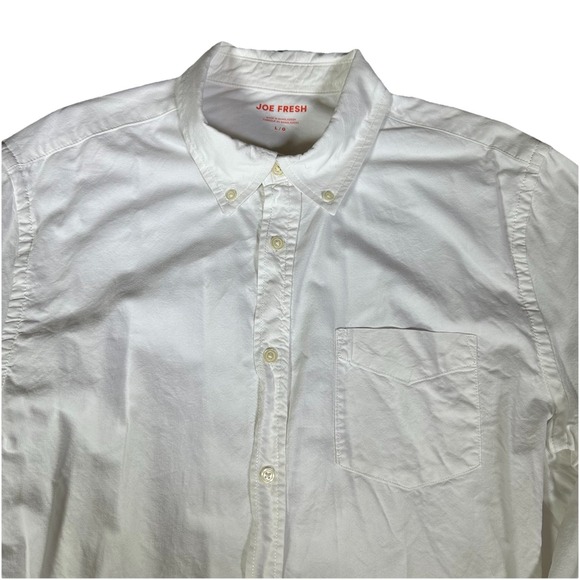Joe Fresh Men Dress Shirt Large White Long Sleeve Button Up Lightweight - Picture 2 of 5